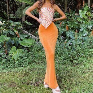 NWT Princess Polly Harriette maxi skirt orange size 2